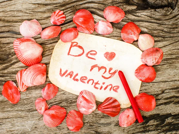 バレンタインの日貝殻を背景し、するマイ バレンタインデーのメッセージ — ストック写真