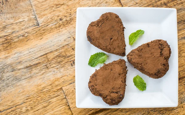 Torta al cioccolato a forma di cuore — Foto Stock