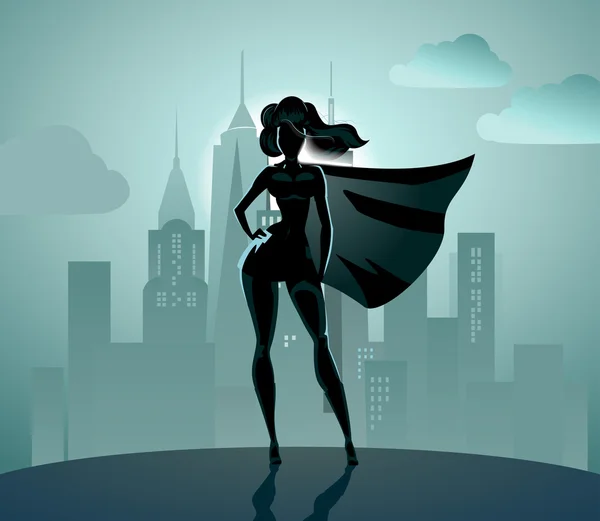 Супер героїня силует — стоковий вектор