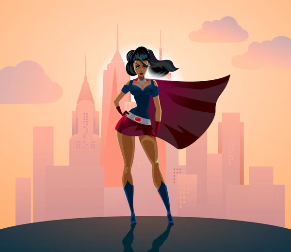 Super Heroine silhouette — Stock Vector