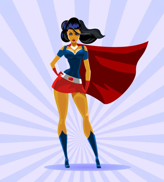 Bela super-mulher — Vetor de Stock