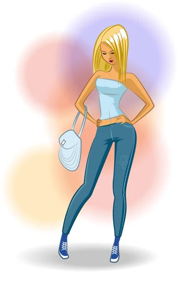 Fille à la mode (blonde) - Mode. Shopping — Image vectorielle