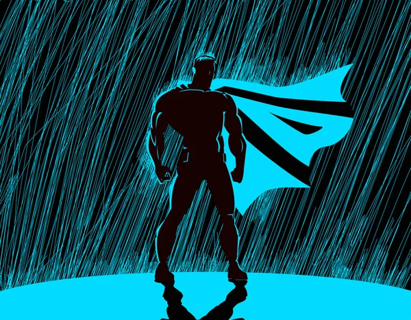 Superhero in rain — Stock Vector