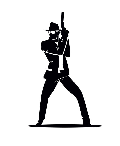 Супер-агент. В черном костюме с пистолетом
.