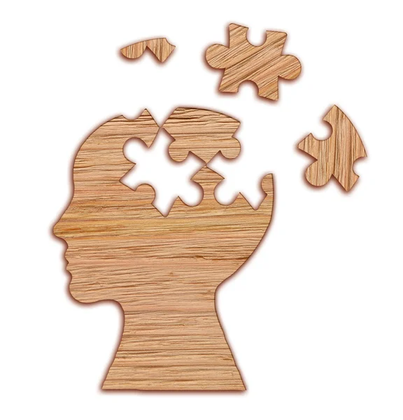 Silueta de cabeza humana, símbolo de salud mental. Puzzle . —  Fotos de Stock