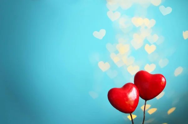 Corazones Rojos Sobre Fondo Azul Tarjetas Románticas San Valentín Invitaciones —  Fotos de Stock