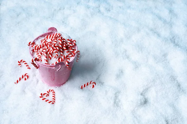 Mini Bastoncini Zucchero Sfondo Bianco Bastoncino Zucchero Natalizio — Foto Stock