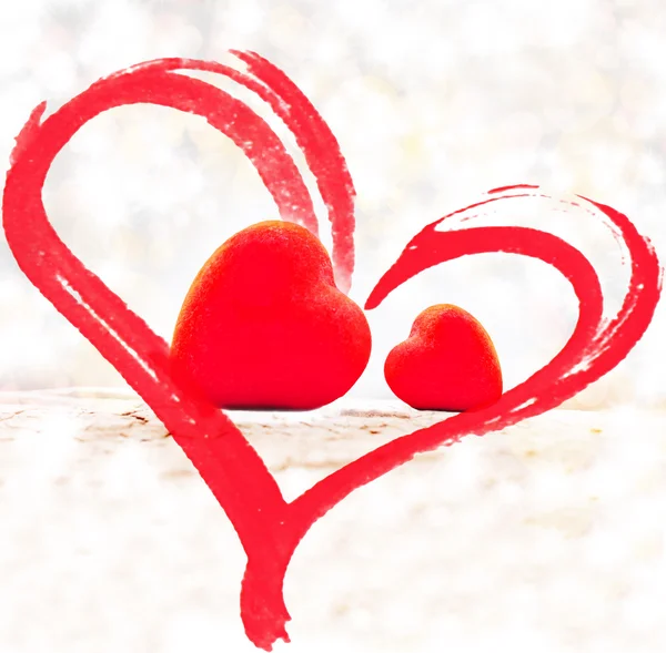 Decoración, dos corazones de San Valentín — Foto de Stock