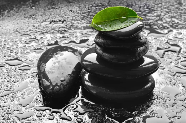 Black stones. Zen and Spa. — Stock Photo, Image