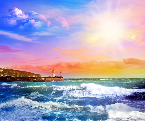 Sunset in the Black Sea. Yalta. Crimea.