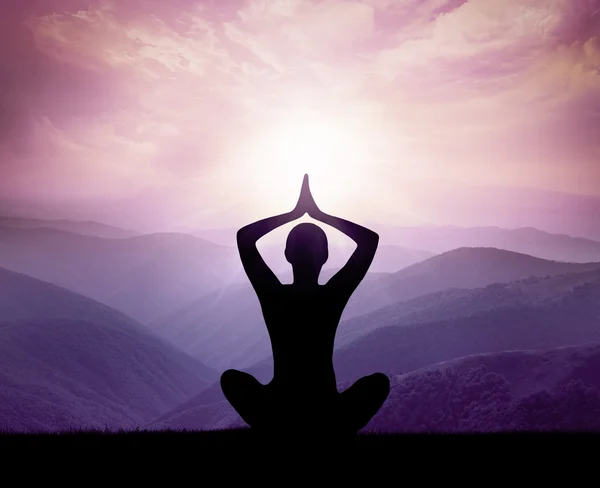 Yoga und Meditation. Silhouette. — Stockfoto