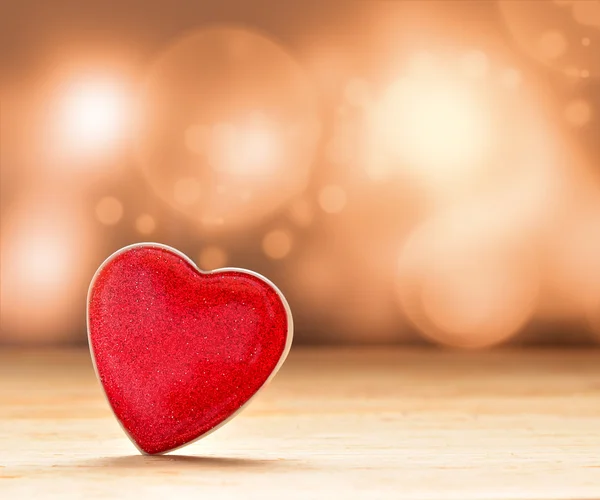 Red heart on brown background. Valentines Day. — Stock Photo, Image