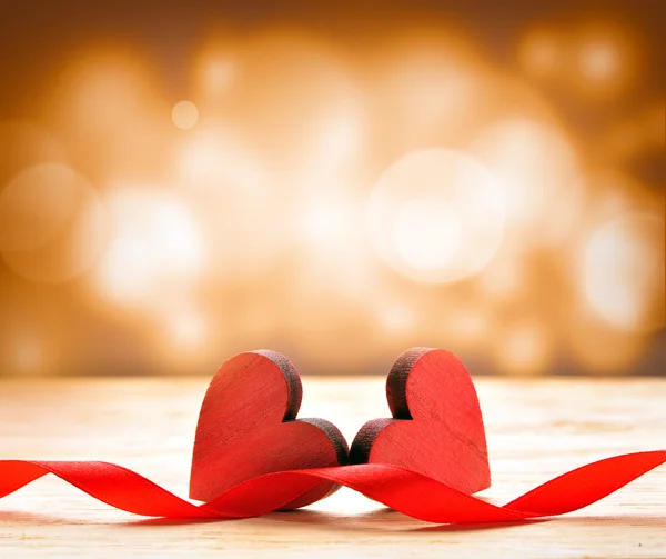 Red heart on brown background. Valentines Day. — Stock Photo, Image