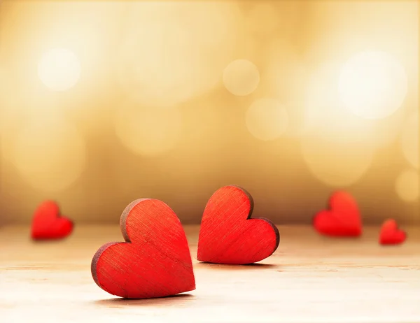 Red heart on brown background. Valentines Day. — Stock Photo, Image