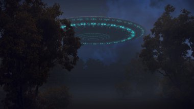 UFO gece ormanda