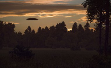 Ağaçlar üzerinde UFO