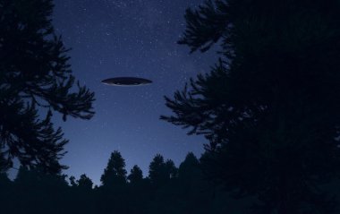 Ağaçlar üzerinde UFO