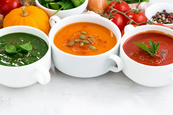 Asortyment warzyw zupy krem i składniki — Zdjęcie stockowe