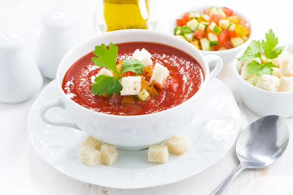 Fresh gazpacho in a bowl — Stock Photo, Image