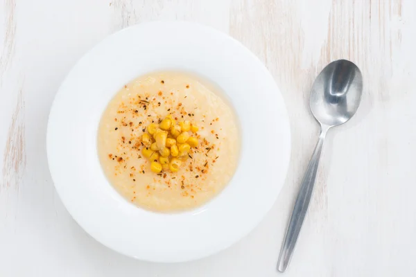 Sup jagung lezat, pandangan atas — Stok Foto