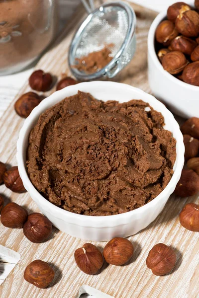 Homemade Sweet Chocolate Nut Paste Vertical — Stock Photo, Image