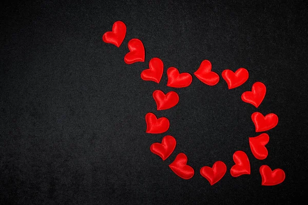 Background Red Decorative Hearts Black Closeup — Stock Photo, Image