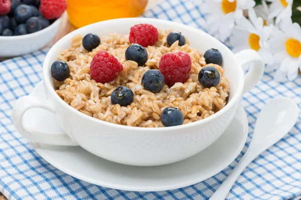 Oat porridge with fresh berries — Stock Photo, Image