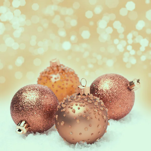 Boules de Noël et fond avec bokeh — Photo