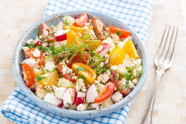 Gesunde Kost - Salat mit frischem Gemüse und Quark — Stockfoto