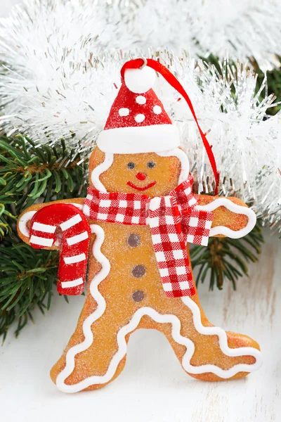 Christmas gingerbread man, close-up — Stock Photo, Image