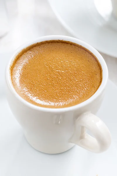 Fincan espresso, yakın çekim, üstten görünüm — Stok fotoğraf