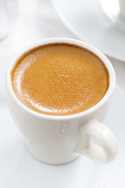 Kopp espresso, närbild, ovanifrån — Stockfoto