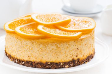 Tüm turuncu cheesecake, yakın çekim