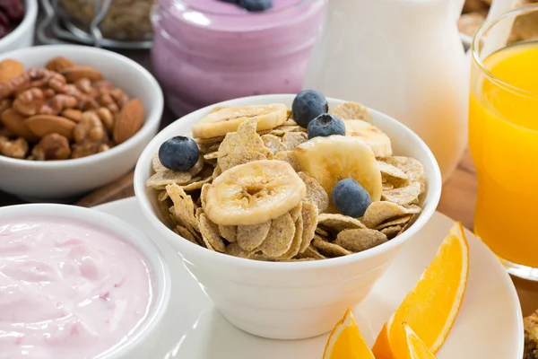 건강 한 아침 식사 시리얼과 과일 — 스톡 사진