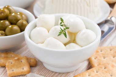 taze mozzarella ve kraker, yakın çekim