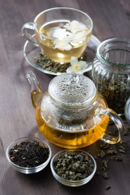 Yasemin ile yeşil çay, üst manzara.