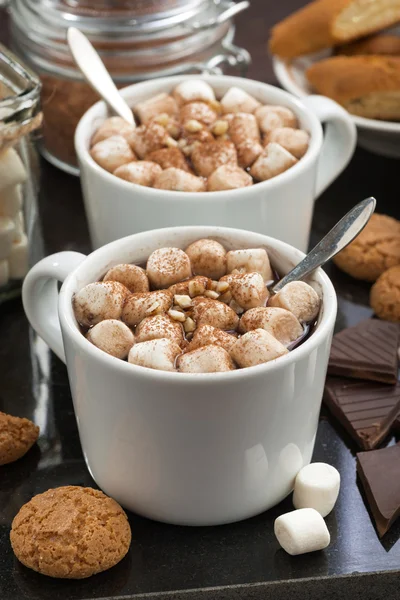 Heerlijke cacao met marshmallow en cookies, verticale — Gratis stockfoto