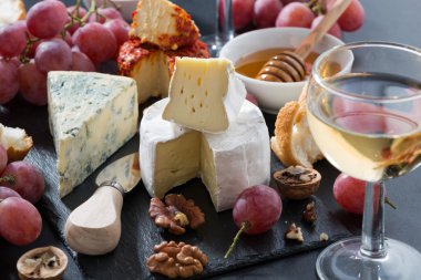 peynir, şarap ve aperatifler kalıplanmış