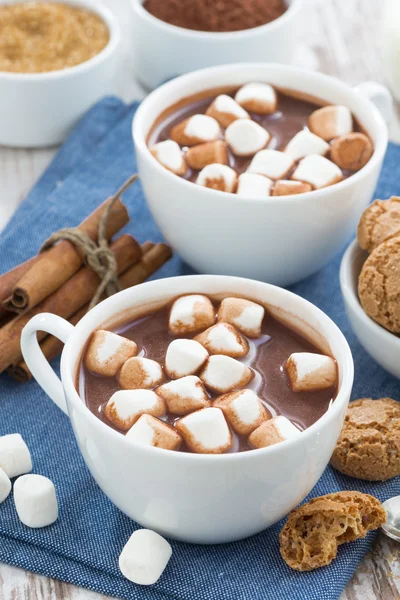 Tasse de cacao avec guimauves, vue sur le dessus — Photo