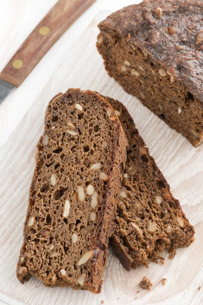 Rye bread with seeds, top view — Stock Photo, Image