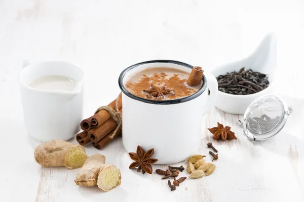 Masala thee en ingrediënten — Stockfoto