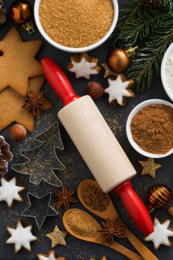 tanımlama bilgileri ve Noel pişirme, dikey, en iyi görünüm için malzemeler