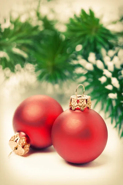 Red Christmas balls, vintage style — Stock Photo, Image