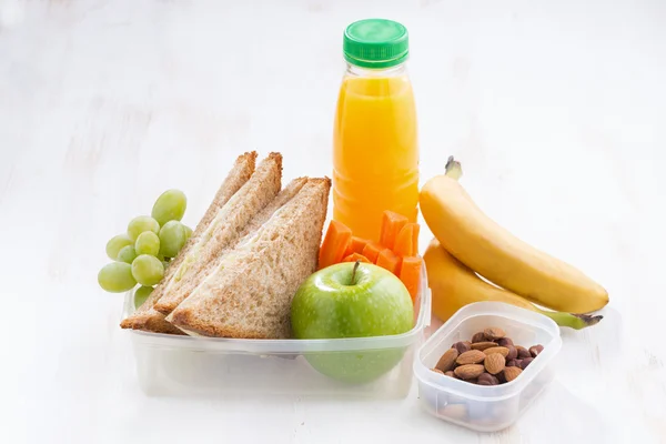 school lunch with sandwich