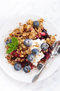 Berry kek yulaf gevreği ve yaban mersini, dikey