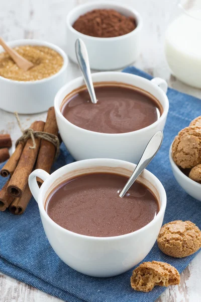 Kakao mit Zimt und Keksen, senkrecht — Stockfoto