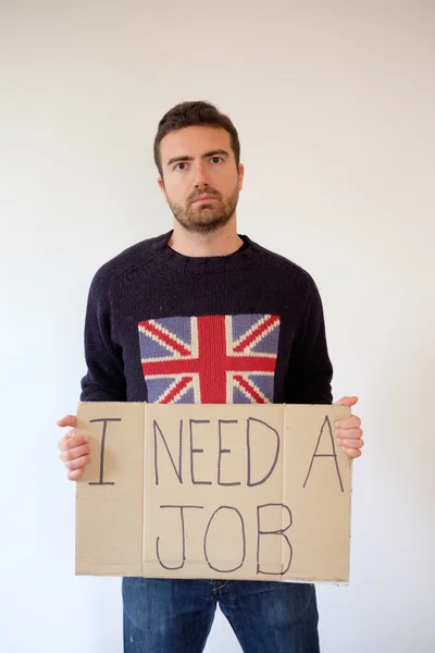 Triste inglês homem isolado no fundo branco — Fotografia de Stock