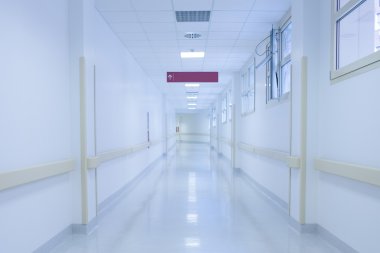 Boş beyaz koridor arka kapıları ile