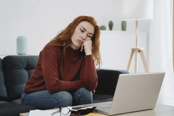 Depressed Woman Broke Calculating Home Bills — Stock Fotó