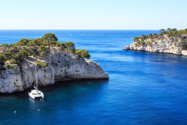 Calanques port iğnesi cassis, provence, Fransa